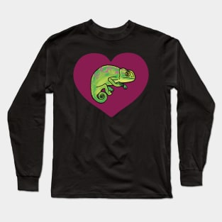 Purple Heart Colorful Chameleon for Chameleon Lovers Long Sleeve T-Shirt